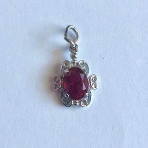 Sterling Silver Filigree Garnet Rembrandt Charm